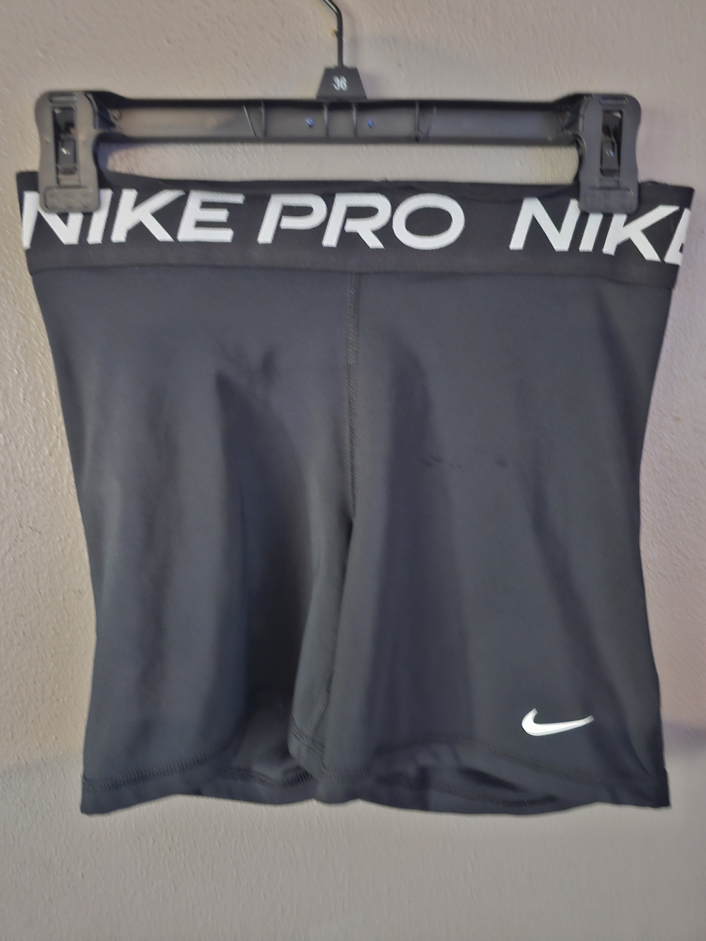 Nike Black Pro High-Rise Athletic Shorts with White Logo